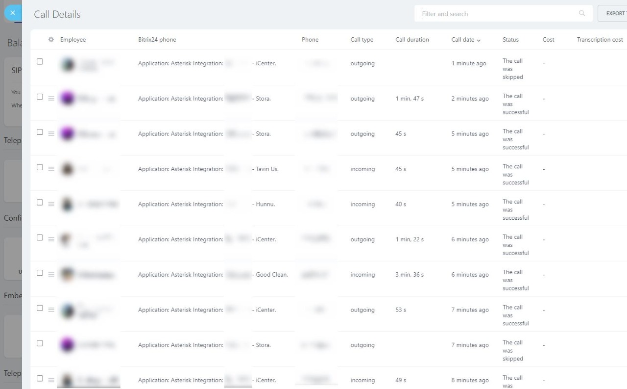 Calls details Calls details